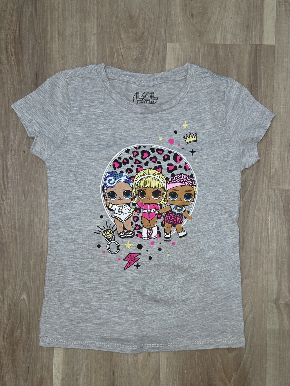 •LOL Surprise• Little Girls Lol Dolls Gray Short Sleeve Tee
